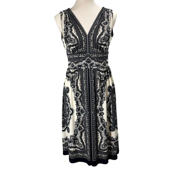 Dressbarn Y2K A-line Dress Stretch Sleeveless Paisley Print Knee-Length Size 4 - Picture 1 of 9